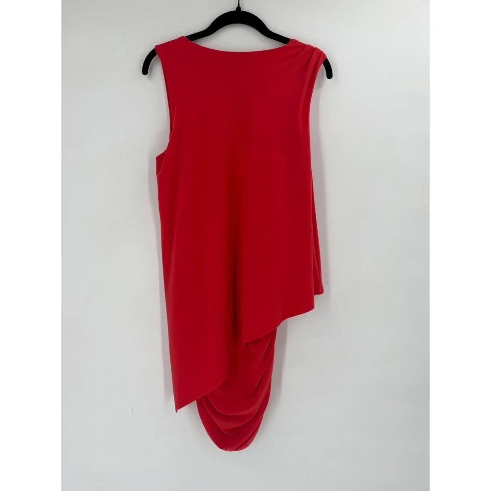 Clara Sunwoo Asymmetrical Draped Dress Womens XS Red V-Neck Stretch‎ Avant Garde
